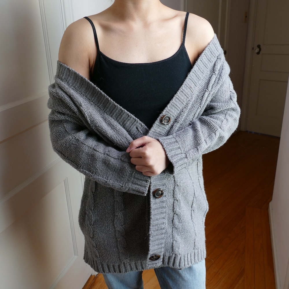 Grey Button-up Cardigan